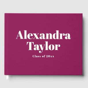 Bold Magenta Berry Custom Name Class Graduation Guest Book