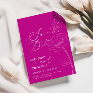 Bold Magenta Elegant Wildflowers Save the Date Invitation