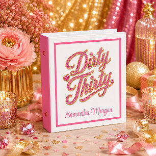 Bold Magenta Gold Glitter Dirty Thirty Birthday Binder