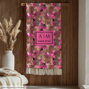 Bold magenta watercolor leopard custom blanket