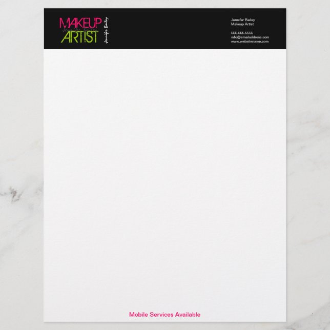 Bold Makeup Artist Business Letterhead (Front)