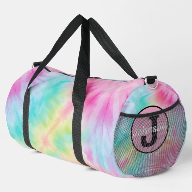 Bold Mandala Tie Dye Monogram Personalized Duffle Bag (Right Corner)