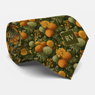 Bold Marigold Autumn Monogrammed Tie