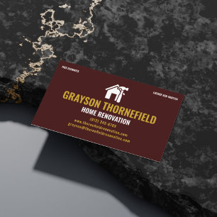 Bold Maroon Home Renovation General Contractor Business Card