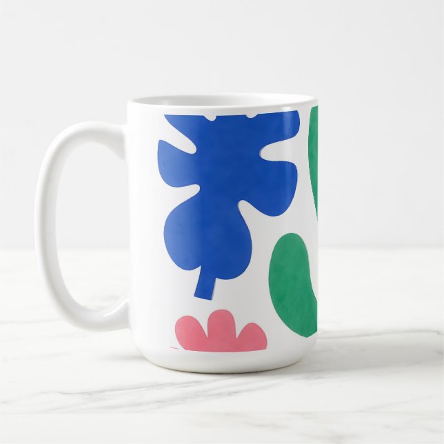 Bold Matisse Style Floral Cutouts Coffee Mug (Left)