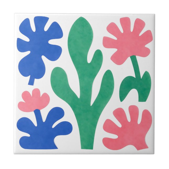 Bold Matisse Style Floral Cutouts Tile (Front)