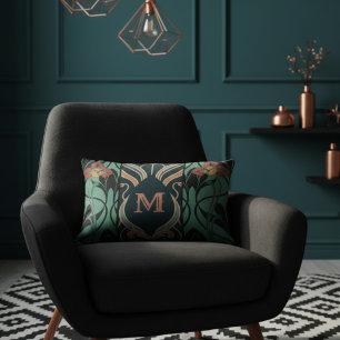 Bold Maximalist Art Nouveau Monogram Accent Pillow