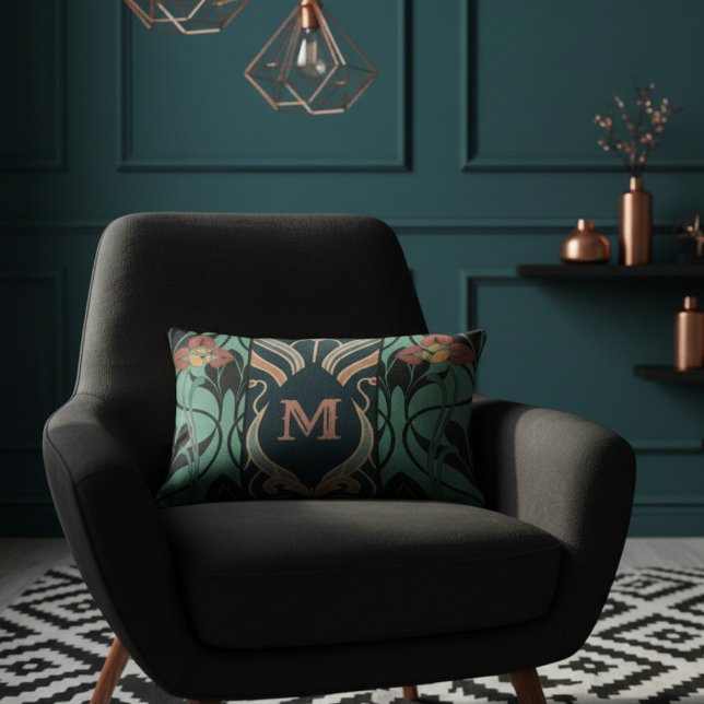 Bold Maximalist Art Nouveau Monogram Accent Pillow (Creator Uploaded)