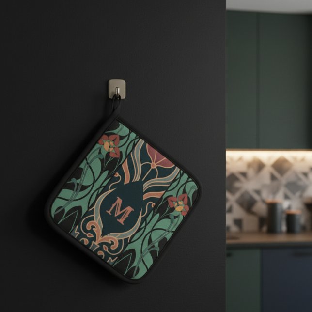 Bold Maximalist Art Nouveau Monogram Pot Holder (Creator Uploaded)