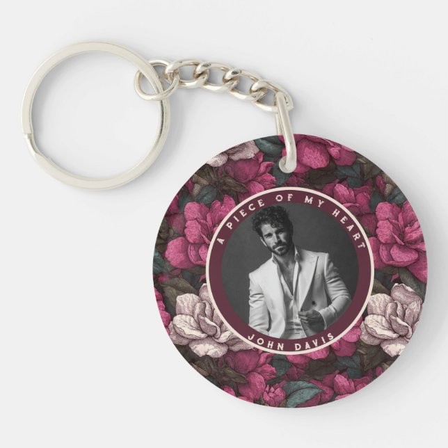 Bold memory tribute Custom Gardenias Keychain (Front)