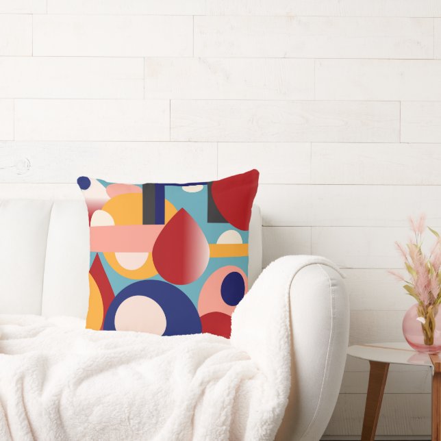 Bold Memphis Geometric Shapes Throw Pillow (Couch)