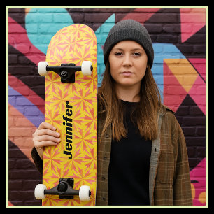 Bold Memphis Style Geometric Pattern Skateboard