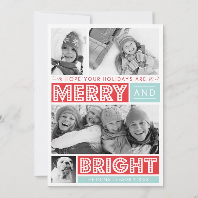 Bold Merry and Bright Photo Card (Front)