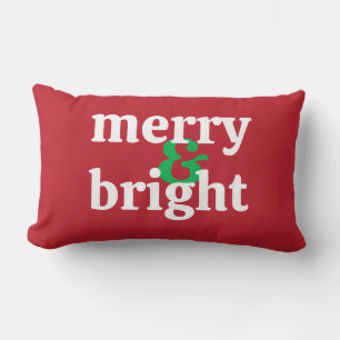 Bold "Merry & Bright" Christmas Lumbar Pillow