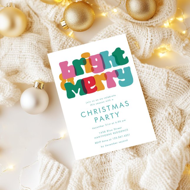 Bold Merry Bright Christmas Party Invitation (Creator Uploaded)