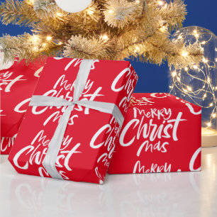 Bold Merry Christian Christmas Lettering Christian Wrapping Paper