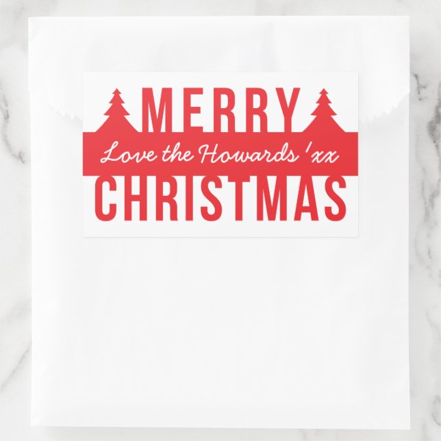 Bold Merry Christmas Cutout Trees Sticker (Bag)
