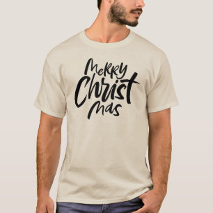 Bold Merry Christmas Motto Lettering Religious T-Shirt