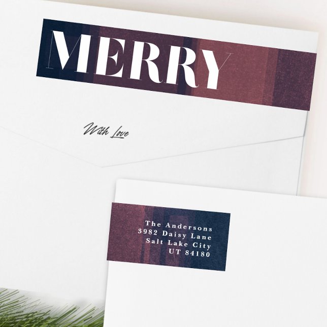 Bold Merry Navy Chalk Holiday Return address label (Creator Uploaded)