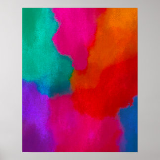Bold Metallic Colorful Abstract Painting Poster