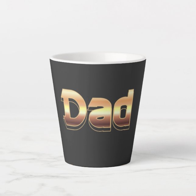 Bold Metallic Gold Dad Lettering Design Latte Mug (Front)