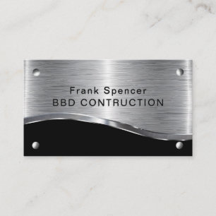 Bold Metallic Look Construction Business Card: Bus Business Card
