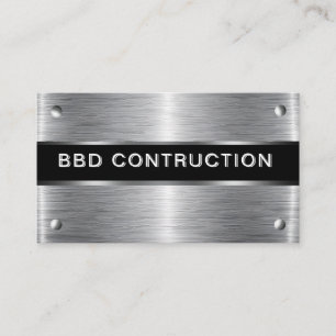 Bold Metallic Look Construction Business Card: Bus Card