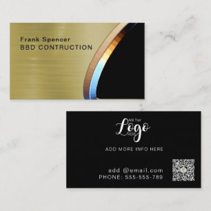 Bold Metallic Look Construction Business Card: Bus Card