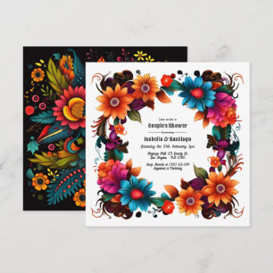 Bold Mexican Fiesta Floral Couple's Shower Invitation