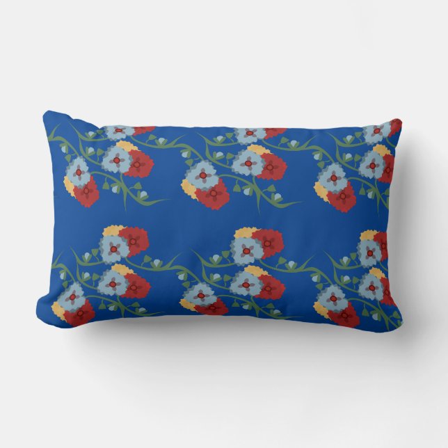 Bold Mexican Florals Greenery Vines Lumbar Pillow (Front)