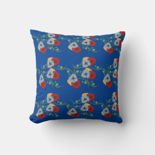 Bold Mexican Florals Greenery Vines Throw Pillow