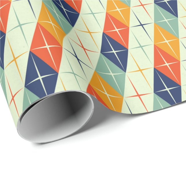 Bold Mid-Century Diamonds Wrapping Paper (Roll Corner)
