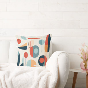 Bold Mid Century Modern Abstract Throw Pillow