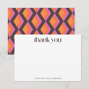 Bold Mid Modern Pink Brown Custom Bridal Shower  Thank You Card