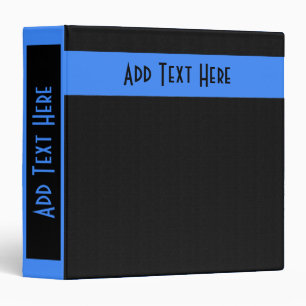 Bold Minimal Design Blue on Black Custom Binder
