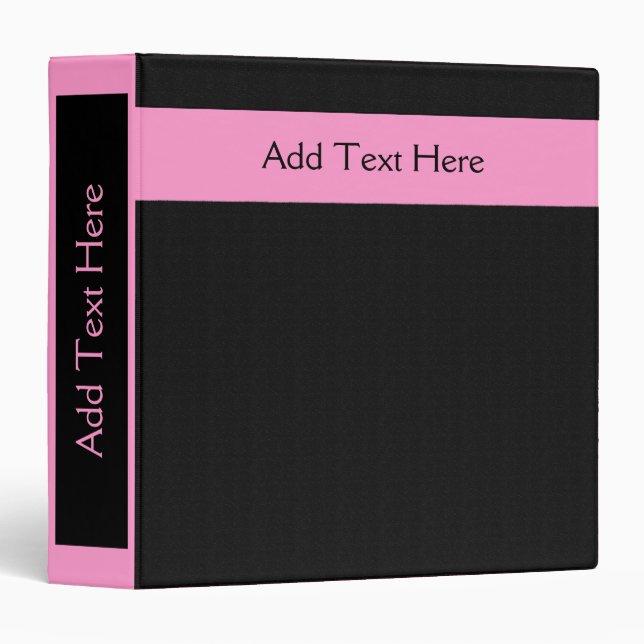 Bold Minimal Design Pink on Black Custom Binder (Front/Spine)