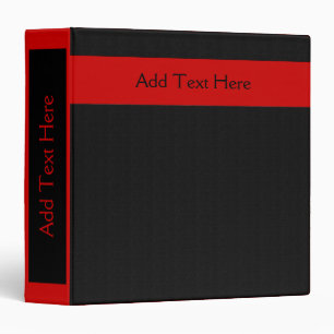 Bold Minimal Red on Black Custom Binder