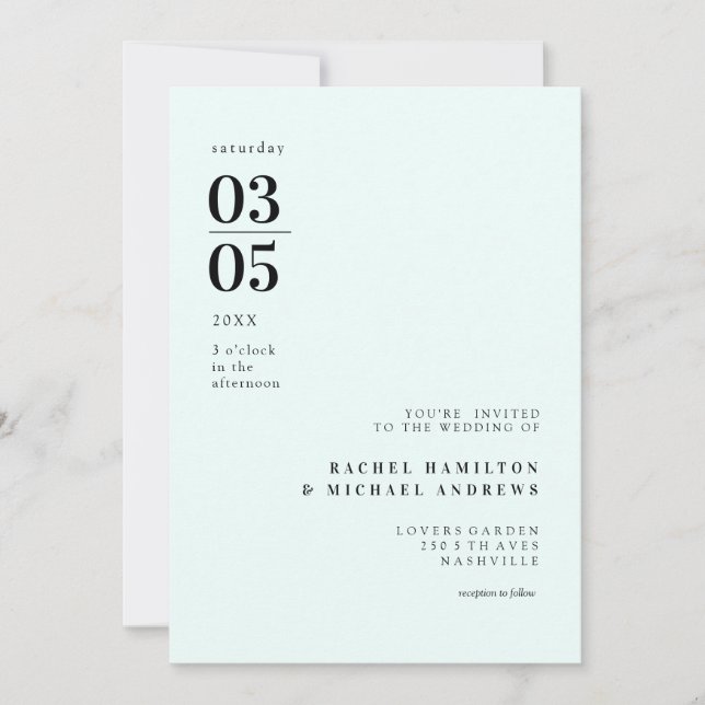 Bold Minimal Trending Wedding  Invitation (Front)