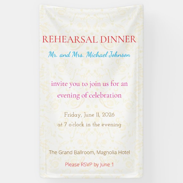 Bold Minimal Wedding Invite in Deep Blue Banner (Vertical)