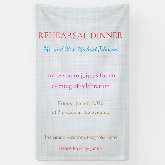 Bold Minimal Wedding Invite in Deep Blue Banner (Vertical)