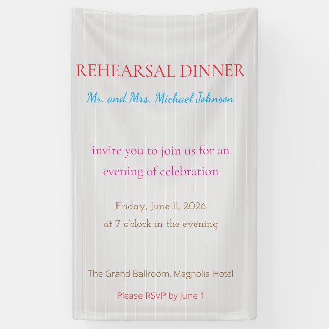 Bold Minimal Wedding Invite in Deep Blue Banner (Vertical)