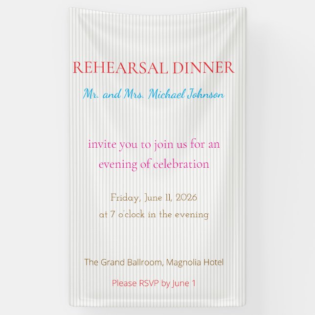 Bold Minimal Wedding Invite in Deep Blue Banner (Vertical)