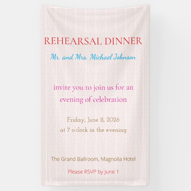 Bold Minimal Wedding Invite in Deep Blue Banner (Vertical)
