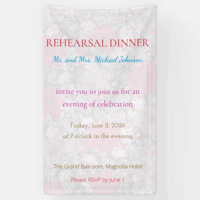 Bold Minimal Wedding Invite in Deep Blue Banner (Vertical)