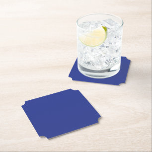 Bold Minimal Wedding Invite in Deep Blue Paper Coaster