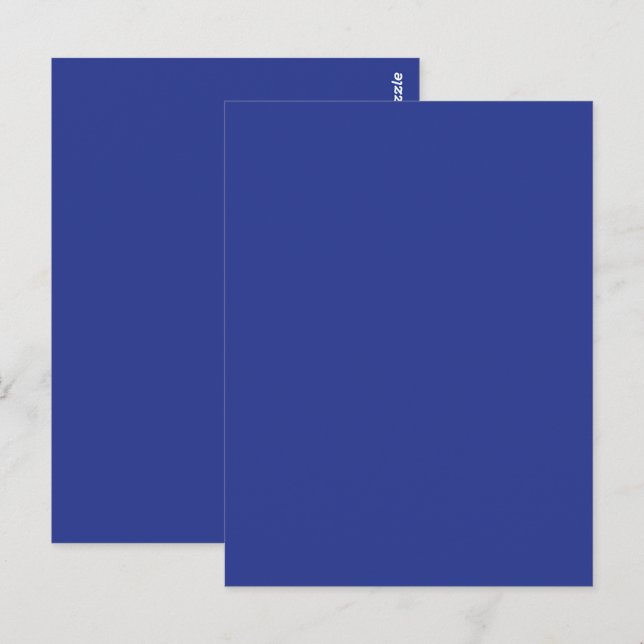 Bold Minimal Wedding Invite in Deep Blue Postcard (Front/Back)