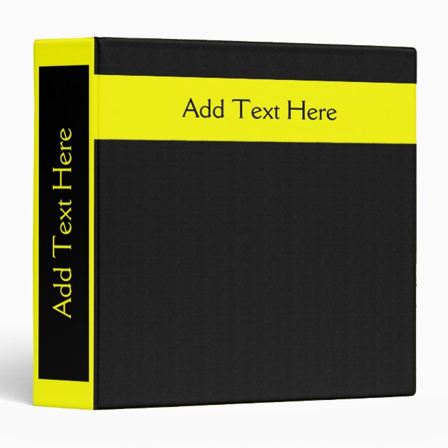 Bold Minimal Yellow on Black Custom Binder (Front/Spine)