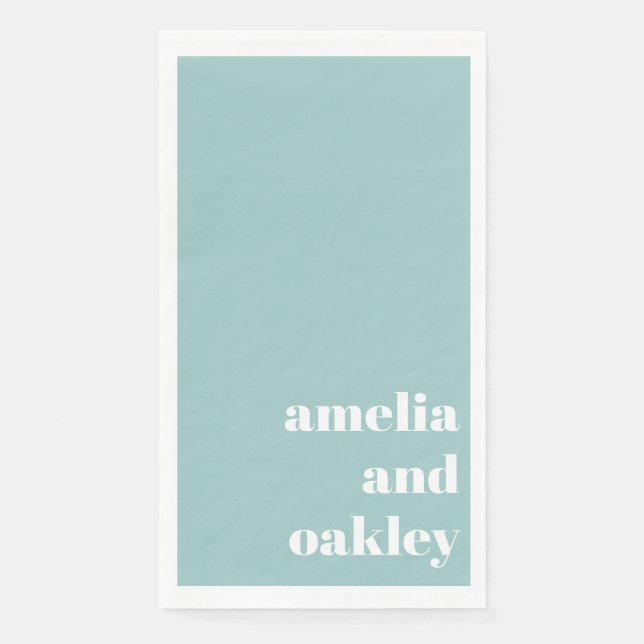 Bold Minimalist Aqua Blue Retro Custom Wedding Napkin (Front)