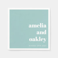 Bold Minimalist Aqua Blue Retro Custom Wedding