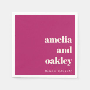 Bold Minimalist Berry Retro Custom Wedding Napkin